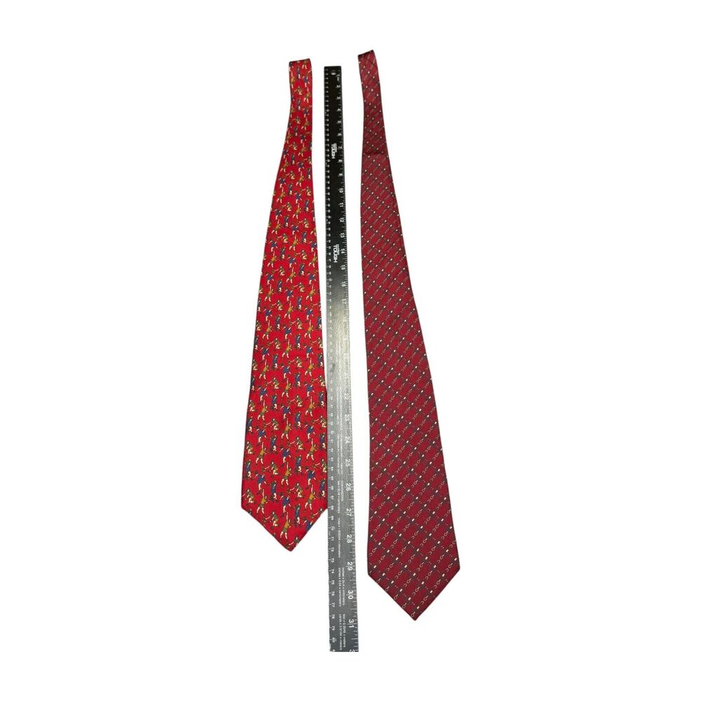 Bert Pulitzer Men’s Necktie Silk Tennis Players & Chain Link Designer Lot of 2 - Picture 10 of 11